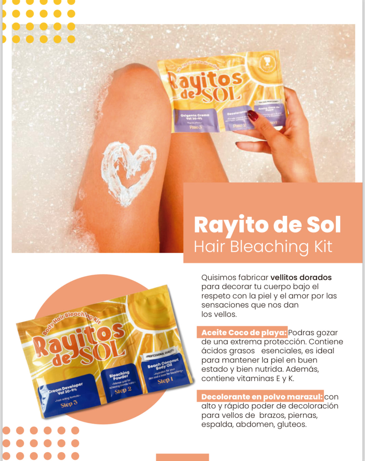 Rayitos De Sol - Body Hair Bleach kit With Coconut Oil